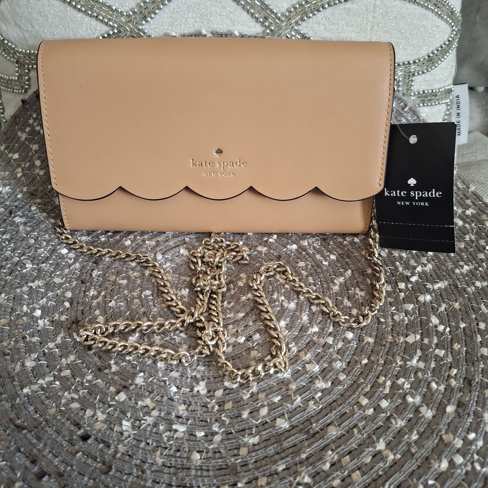 kate spade New York Scallop-Edge Leather Crossbody - Peach